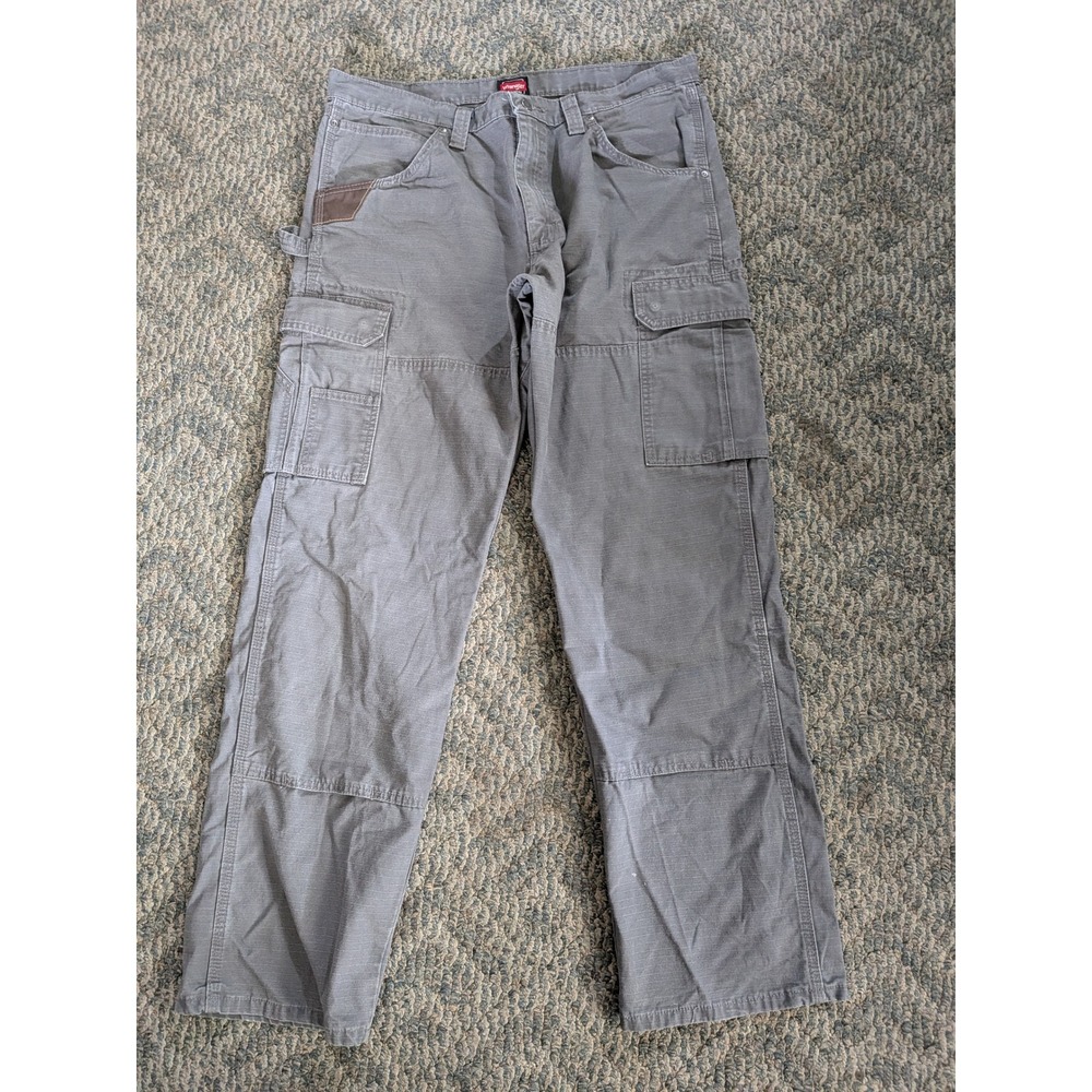 Wrangler Workwear Mens Gray Ripstop Cargo Pants Hammer Loop 36x32 10WMWR1GR